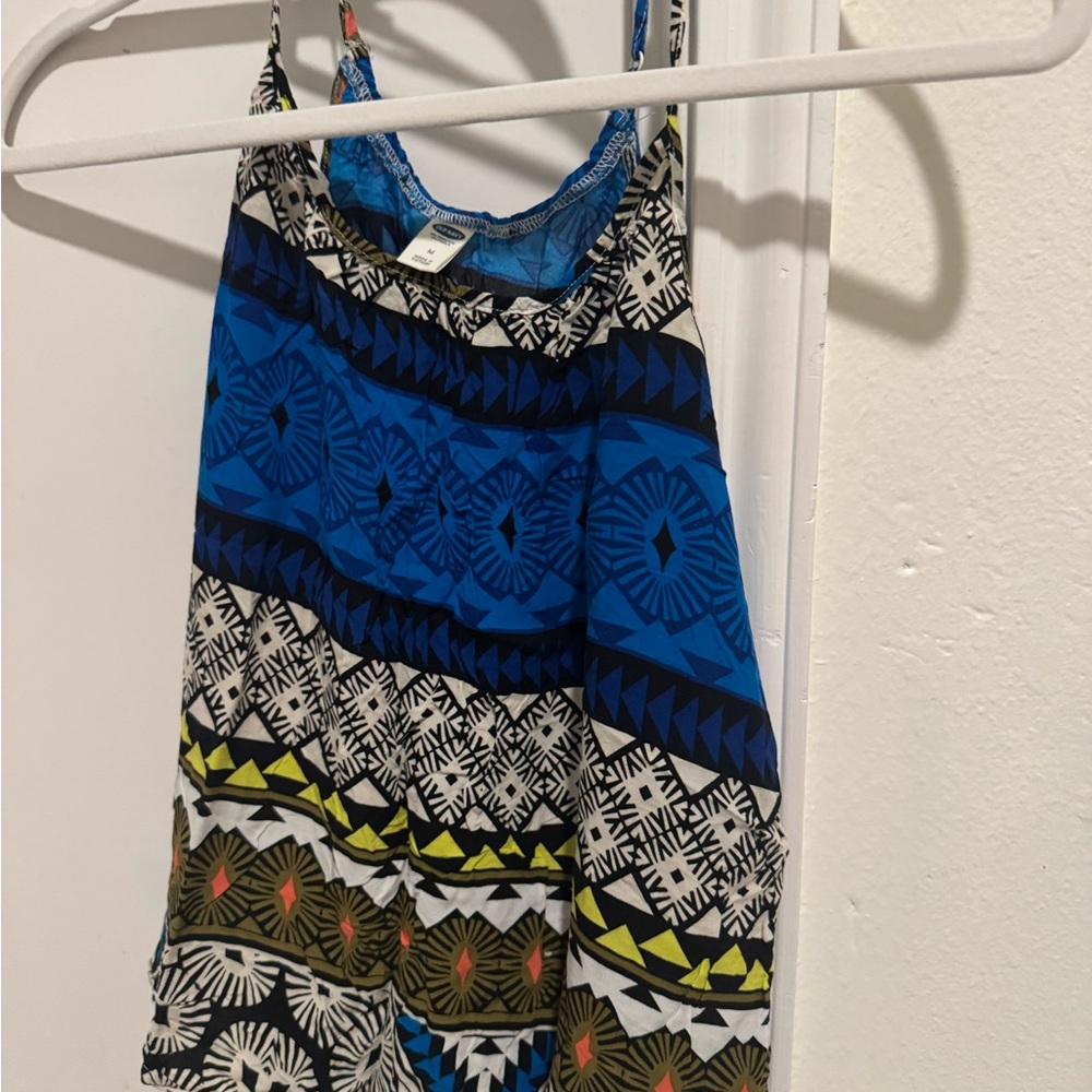 Old Navy Blue and Black Patterned Tank Top